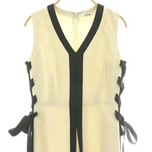 SNIDEL 24SS サイドプリーツバイカラーワンピース ノースリーブ ロング 2 白 /DU