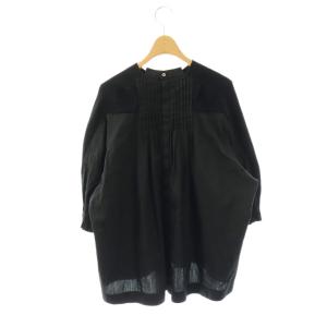 sacai バックプリーツ ニット ドッキングシャツ 七分袖 プルオーバー 1 ブラック /MY OS SH
