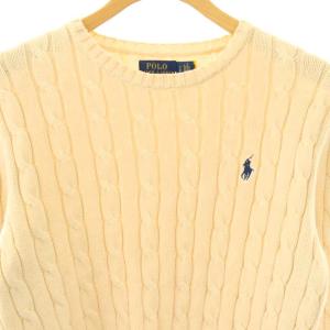 POLO RALPH LAUREN ニット セーター アイボリー ケーブル編み ラウンドネック 長袖 /AZ