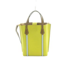 TORY BURCH 2WAY ショルダーバッグ ハンドバッグ 黄色 茶 水色 /MI OS