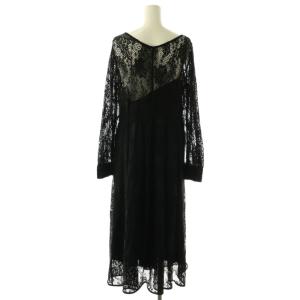 Ameri VINTAGE 2WAY LAYLA LACE DRESS ワンピース ロング丈 長袖 レース F 黒 ブラック 01920520411