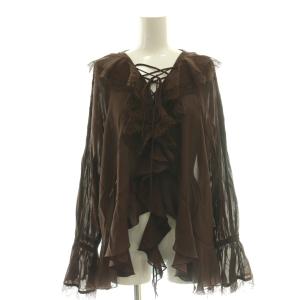 25AW ボイルラッフルブラウス シャツ F 茶色 ブラウン 長袖 1125510258-0 /AG OS