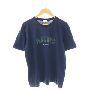 MALIBU プリントTシャツ 半袖 クルーネック ロゴ M 紺 ネイビー /BB SH