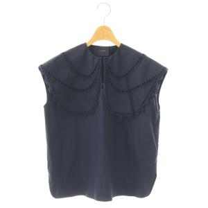 シロコン ループ刺繍セーラー ブラウス 34 ネイビー /DF OS