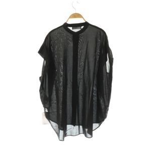 SACRA CUPRA COTTON FIBRIL TOP ブラウス バンドカラー 38 ブラック /MY OS