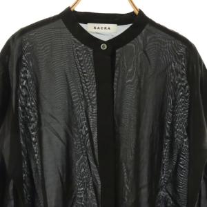 SACRA CUPRA COTTON FIBRIL TOP ブラウス バンドカラー 38 ブラック /MY OS