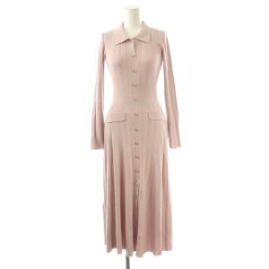 25AW フロントボタンニットワンピース F ピンク ロング 長袖 /AU
