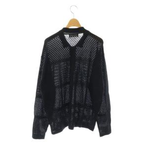 GALLARDAGALANTE 25SS 透かしパネルニット カーディガン 長袖 F ブラック /HK OS