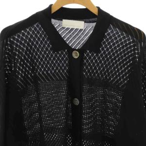 GALLARDAGALANTE 25SS 透かしパネルニット カーディガン 長袖 F ブラック /HK OS