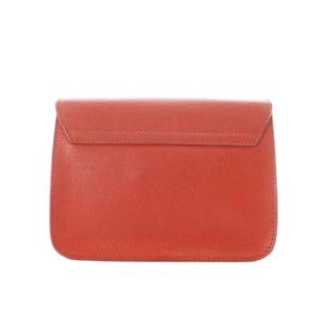 FURLA メトロポリス ショルダーバッグ レザー 本革 オレンジ 型押し フラップ開閉 チェーン /RI OS