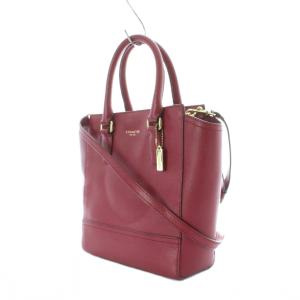 COACH 2WAYバッグ ハンド ショルダー レザー 本革 赤 レッド 無地 チャーム付き /RI OS