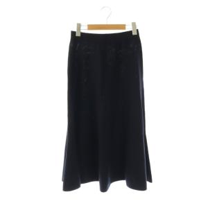 25AW エキストラファインメリノフレアスカート イージー ミモレ ロング ワンカラー ウール 36 紺