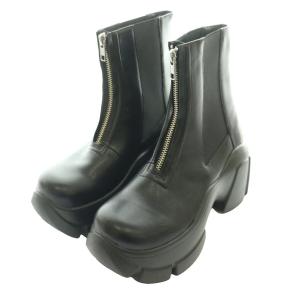 SLYZ フロント ジップチャンキー FRONT ZIP CHUNKY ショートブーツ M 黒 ブラック /SS