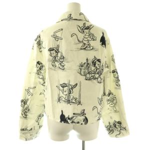 MOUSSY ×ディズニー ピノキオ MD OT DRAWING シャツ 長袖 総柄 F ホワイト ブラック /ES