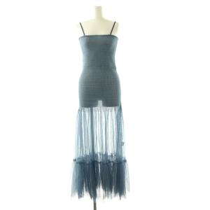 24SS Sharring Onepiece ワンピース ロング キャミ ブルー /YO OS