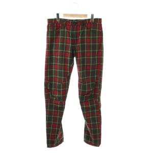 AD2012 PK-P046 チェックパンツ スリム S レッド マルチカラー /ES OS