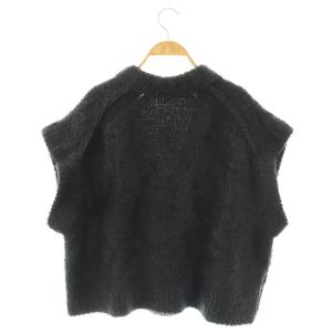 BLAMINK ウールカシミヤフレンチスリーブカーディガン 38 チャコールグレー