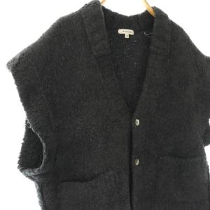 BLAMINK ウールカシミヤフレンチスリーブカーディガン 38 チャコールグレー