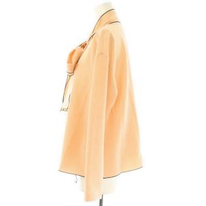 ANAYI 26SS ストレッチクロス配色ボウタイブラウス 36 ピンクベージュ