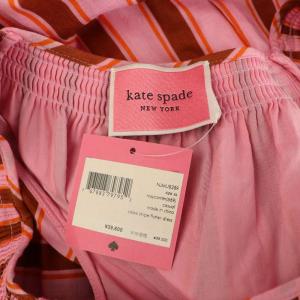 kate spade new york ストライプ ノースリーブ ワンピース ロング フリル XS ピンク /MY OS