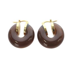 クリアフープピアス 両耳用 ブラウン