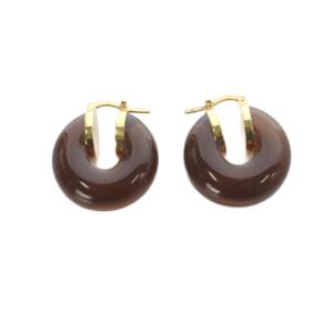 JIL SANDER クリアフープピアス 両耳用 ブラウン