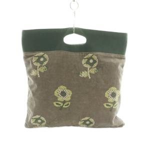 mina perhonen chum flag bag ハンドバッグ 花柄刺繍 グレー 緑 va9058 /MI OS