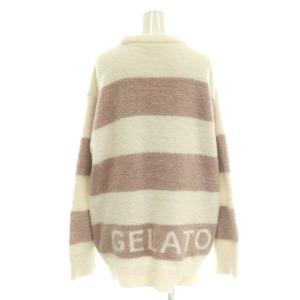 gelato pique パウダー2ボーダープルオーバー ロングパンツ セット イージー ルームウエア F ピンク 白 /CX OS
