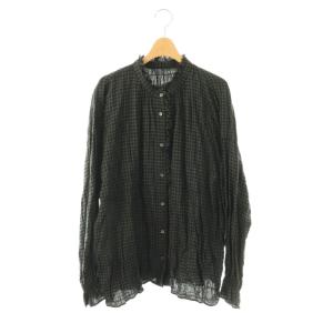24AW シャーリングチェック シャツ ブラウス グレー ブラック /DF OS