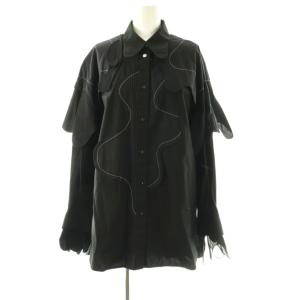 24SS Mix Fabric Wave Shirt 38 ブラック