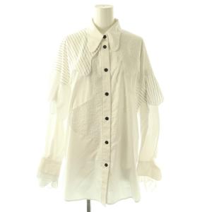 24SS Mix Fabric Wave Shirt 38 ホワイト