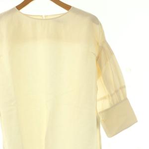 JIL SANDER リネン混ブラウス 七分袖 プルオーバー 32 アイボリー /DO OS