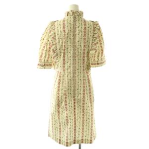 GUCCI ローズプリント コットンフリルドレス ワンピース アイボリー 477904