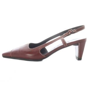 CELINE ストラップ パンプス レザー スクエアトゥ 36.5 ボルドー /SR
