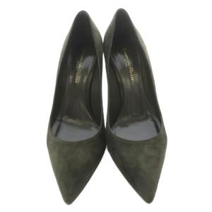 Gianvito Rossi スエード パンプス ピンヒール ポインテッドトゥ 37.5 カーキ 緑 グリーン /SR
