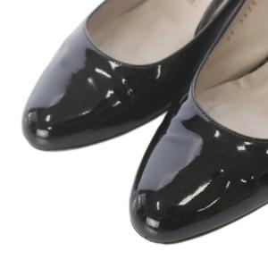 Salvatore Ferragamo パンプス レザー 本革 7 24.5cm 黒 ブラック エナメル パテント カーフレザー ウェッジソール