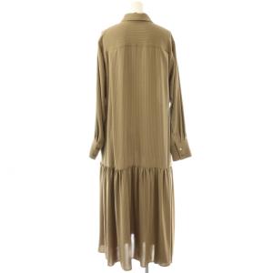 SLOBE IENA 25AW チョークストライプティアードシャツワンピース ロング 長袖 モカ ブラック /DO OS