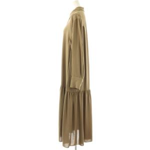 SLOBE IENA 25AW チョークストライプティアードシャツワンピース ロング 長袖 モカ ブラック /DO OS