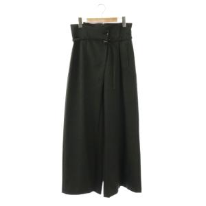 24SS HAKAMAラップワイドパンツ タック ベルト付き 4 ブラック /HK OS