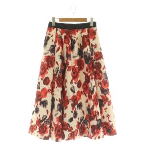 24AW フラワープリント フレアスカート ロング 38 レッド /MY OS