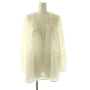 24AW カットジャガードフレアブラウス プルオーバー 長袖 38 ホワイト /HK OS