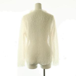 ANAYI 24AW フェザーチュールモックネック プルオーバー カットソー M ホワイト ベージュピンク 長袖 透かし編み