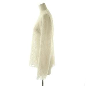 ANAYI 24AW フェザーチュールモックネック プルオーバー カットソー M ホワイト ベージュピンク 長袖 透かし編み