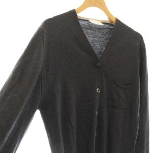 MARGARET HOWELL ×JOHN SMEDLEY ウールVネックカーディガン ニット 長袖 2 ダークグレー /HK OS