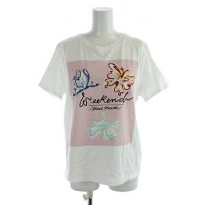 Tシャツ 白 ホワイト イラストプリント ラウンドネック 半袖 /AB OS