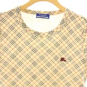BURBERRY BLUE LABEL 半袖カットソー Tシャツ ノバチェック 38 マルチカラー ベージュ 黒 ブラック /SS OS