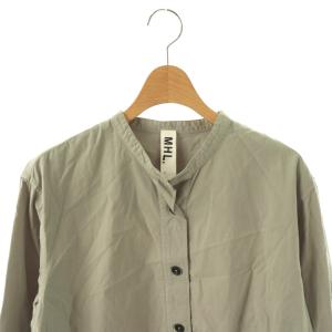 MHL. 24SS ORGANIC COTTON SHIRTING プルオーバーシャツ 長袖 1 カーキグレー /HK