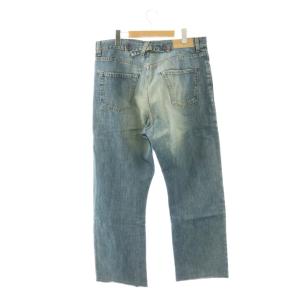 GUCCI デニムパンツ ジーンズ ボタンフライ カットオフ ロゴパッチ 50 青 ブルー /BB