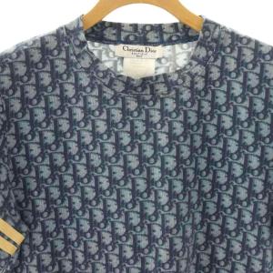 Christian Dior トロッター Tシャツ 半袖 クルーネック ロゴ 装飾 F42 紺 ネイビー /BB