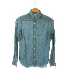 サンプル品 シャンブレーシャツ ブラウス リネン F ブルー /CX OS